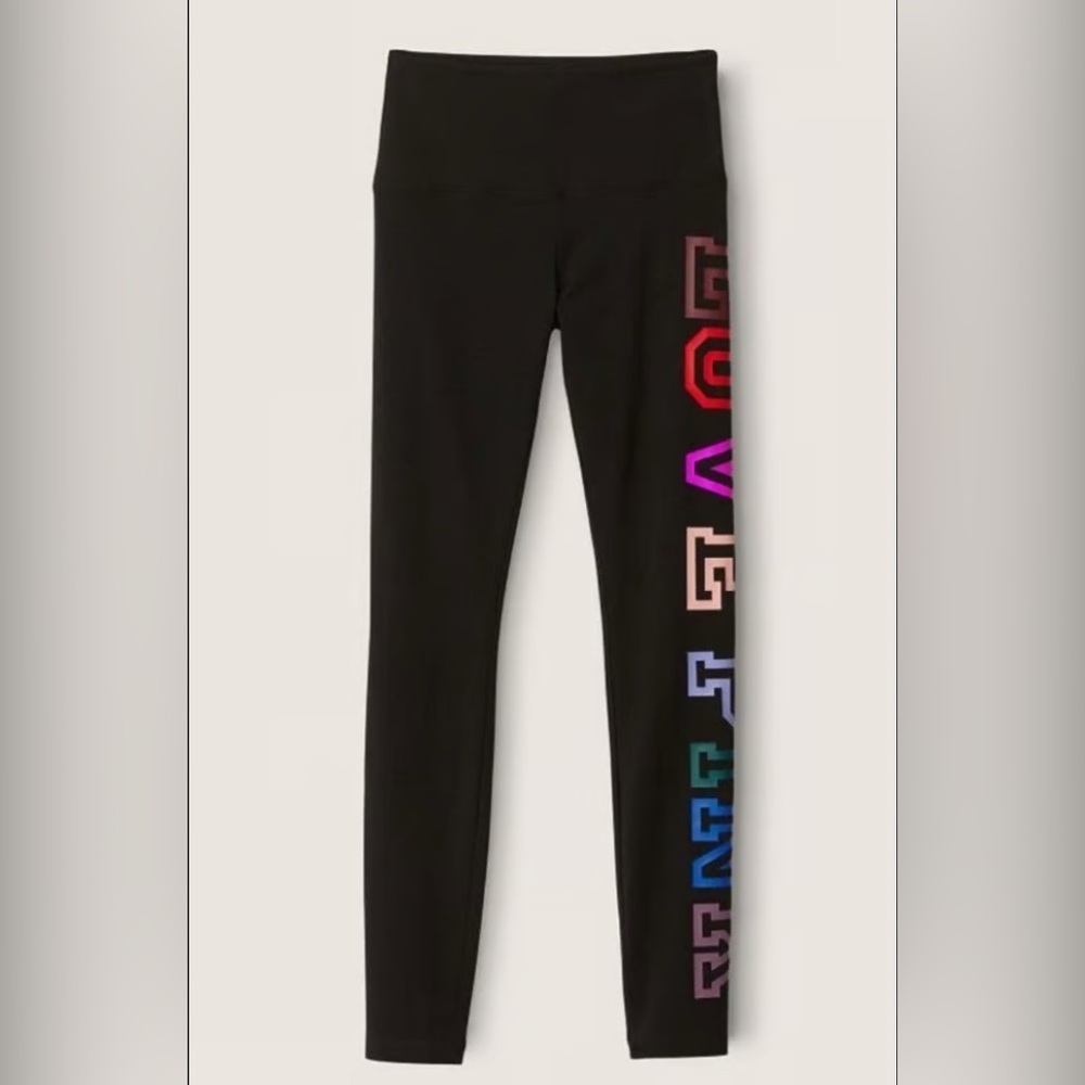PINK Victoria's Secret Black Leggings with Multicolor Graphic